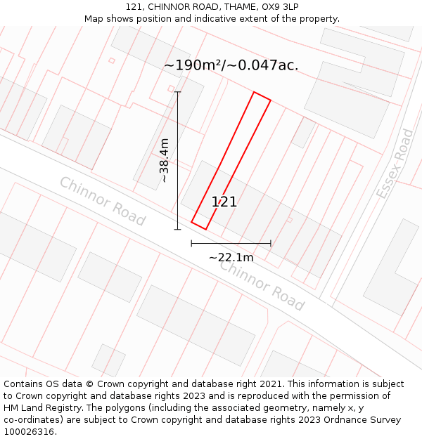 121, CHINNOR ROAD, THAME, OX9 3LP: Plot and title map