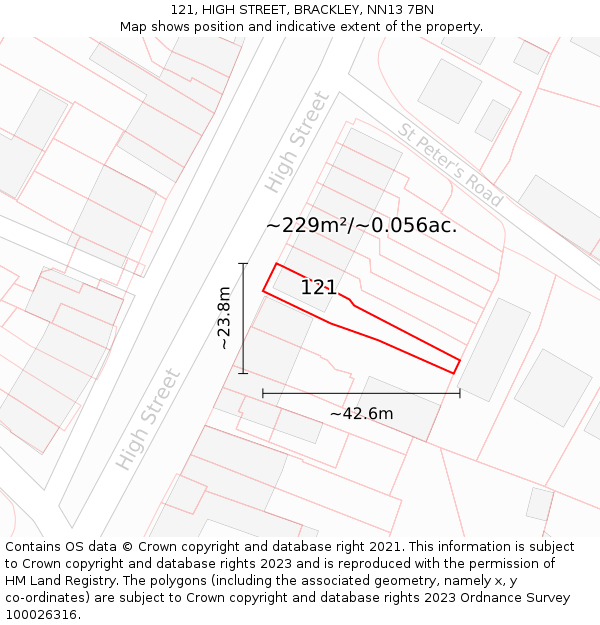 121, HIGH STREET, BRACKLEY, NN13 7BN: Plot and title map