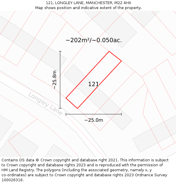 121, LONGLEY LANE, MANCHESTER, M22 4HX: Plot and title map