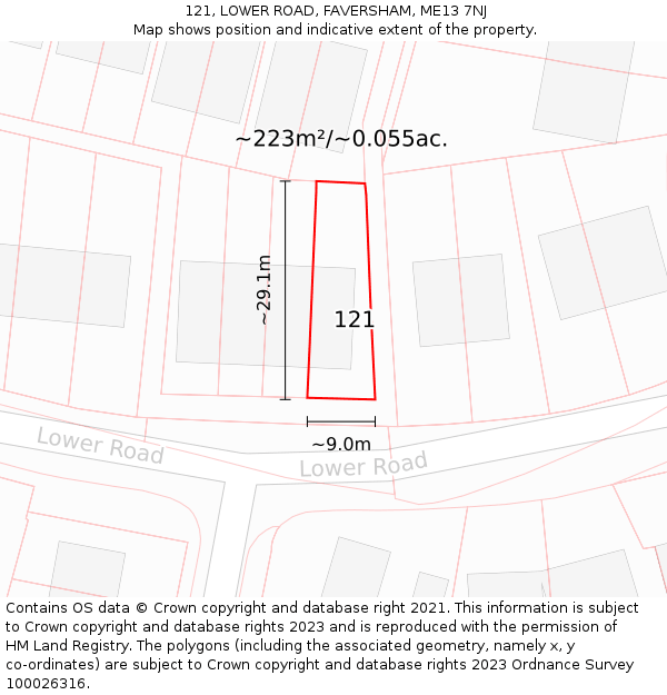 121, LOWER ROAD, FAVERSHAM, ME13 7NJ: Plot and title map