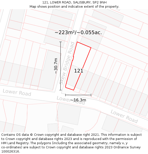 121, LOWER ROAD, SALISBURY, SP2 9NH: Plot and title map