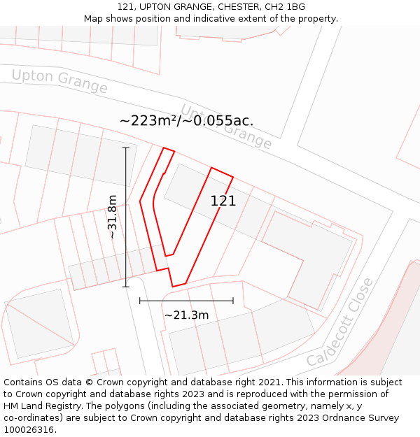 121, UPTON GRANGE, CHESTER, CH2 1BG: Plot and title map