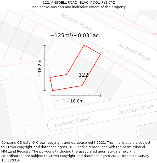 122, ANSDELL ROAD, BLACKPOOL, FY1 6PZ: Plot and title map