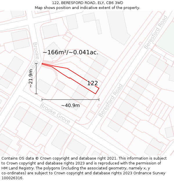 122, BERESFORD ROAD, ELY, CB6 3WD: Plot and title map