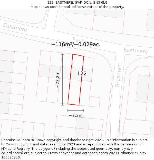 122, EASTMERE, SWINDON, SN3 6LG: Plot and title map