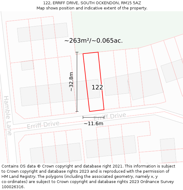 122, ERRIFF DRIVE, SOUTH OCKENDON, RM15 5AZ: Plot and title map