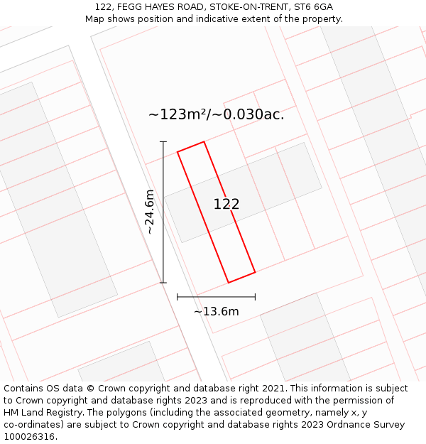 122, FEGG HAYES ROAD, STOKE-ON-TRENT, ST6 6GA: Plot and title map
