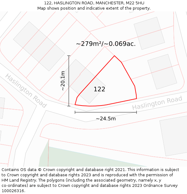 122, HASLINGTON ROAD, MANCHESTER, M22 5HU: Plot and title map