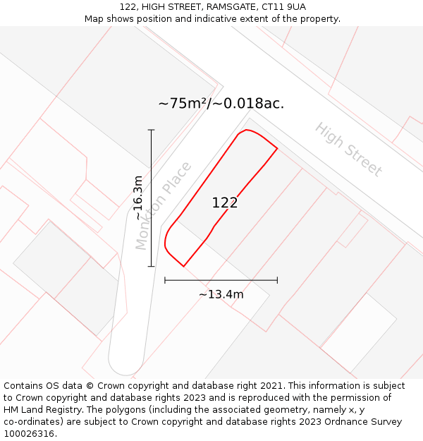 122, HIGH STREET, RAMSGATE, CT11 9UA: Plot and title map