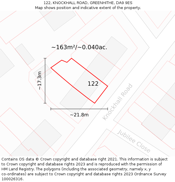 122, KNOCKHALL ROAD, GREENHITHE, DA9 9ES: Plot and title map