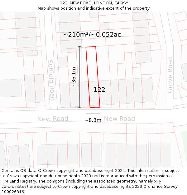 122, NEW ROAD, LONDON, E4 9SY: Plot and title map