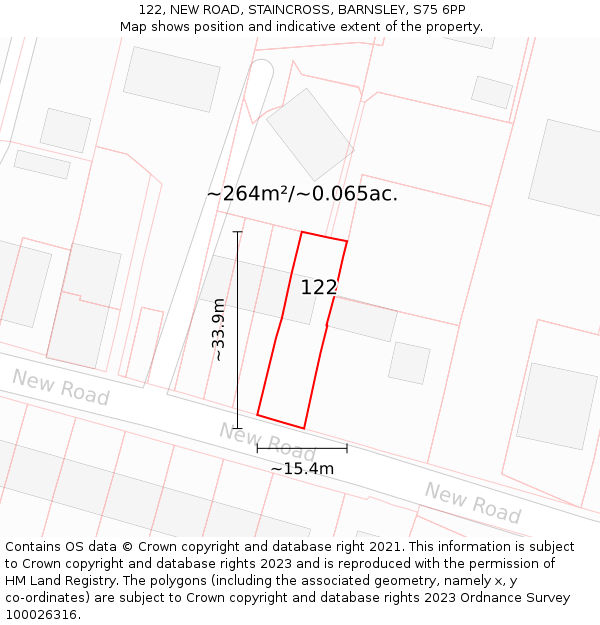 122, NEW ROAD, STAINCROSS, BARNSLEY, S75 6PP: Plot and title map