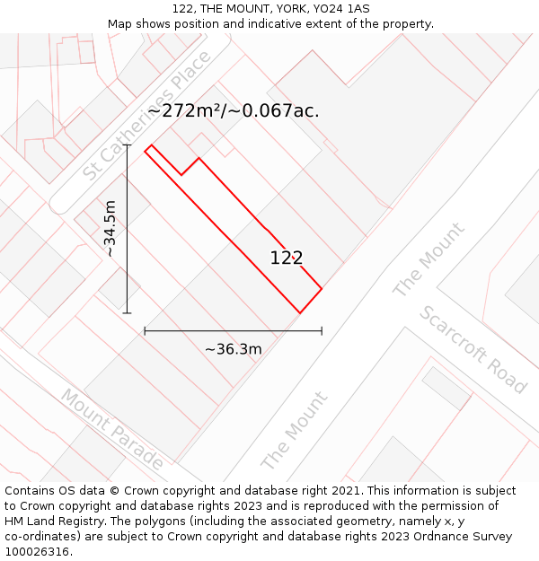 122, THE MOUNT, YORK, YO24 1AS: Plot and title map