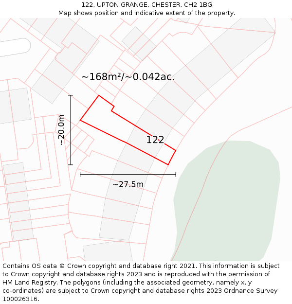 122, UPTON GRANGE, CHESTER, CH2 1BG: Plot and title map