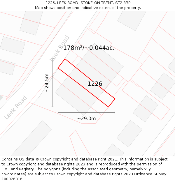 1226, LEEK ROAD, STOKE-ON-TRENT, ST2 8BP: Plot and title map