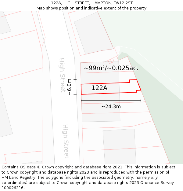 122A, HIGH STREET, HAMPTON, TW12 2ST: Plot and title map