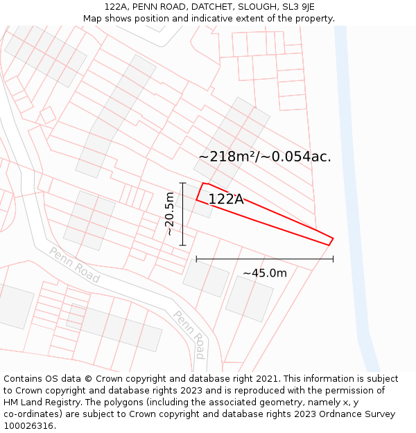 122A, PENN ROAD, DATCHET, SLOUGH, SL3 9JE: Plot and title map