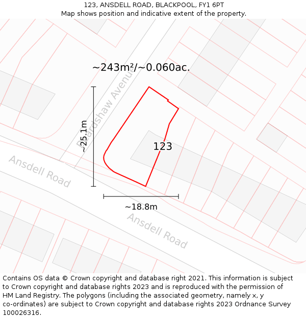 123, ANSDELL ROAD, BLACKPOOL, FY1 6PT: Plot and title map