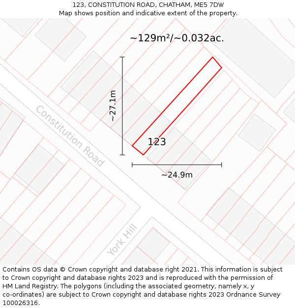 123, CONSTITUTION ROAD, CHATHAM, ME5 7DW: Plot and title map