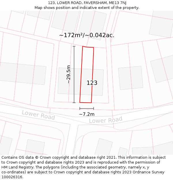 123, LOWER ROAD, FAVERSHAM, ME13 7NJ: Plot and title map