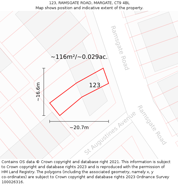 123, RAMSGATE ROAD, MARGATE, CT9 4BL: Plot and title map