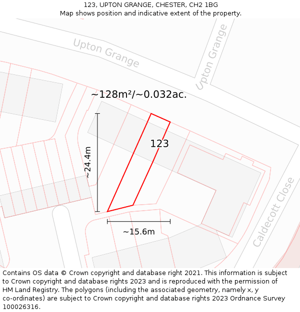 123, UPTON GRANGE, CHESTER, CH2 1BG: Plot and title map