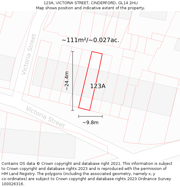 123A, VICTORIA STREET, CINDERFORD, GL14 2HU: Plot and title map