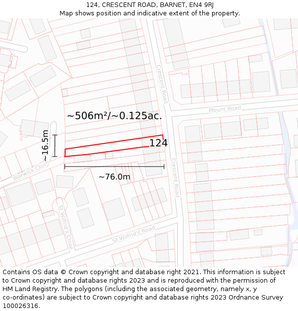 124, CRESCENT ROAD, BARNET, EN4 9RJ: Plot and title map