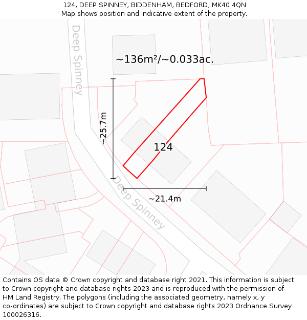 124, DEEP SPINNEY, BIDDENHAM, BEDFORD, MK40 4QN: Plot and title map