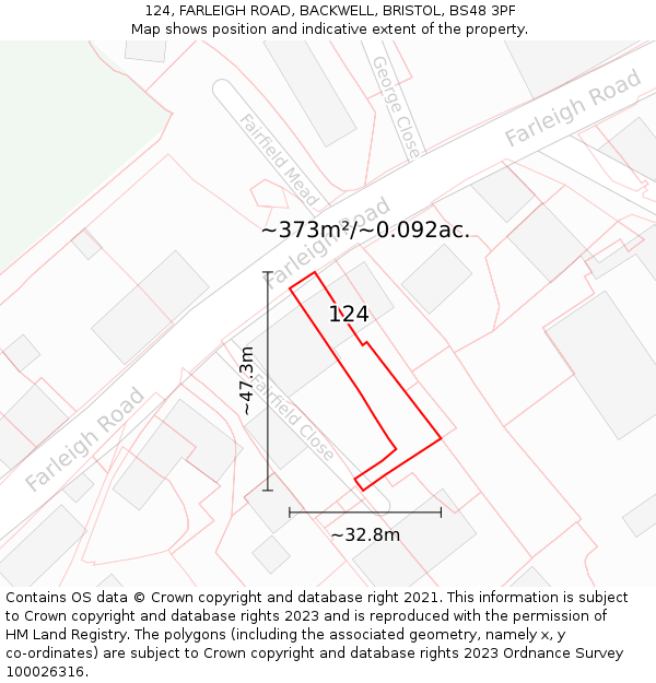124, FARLEIGH ROAD, BACKWELL, BRISTOL, BS48 3PF: Plot and title map