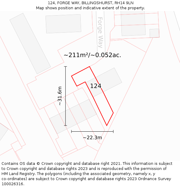 124, FORGE WAY, BILLINGSHURST, RH14 9LN: Plot and title map