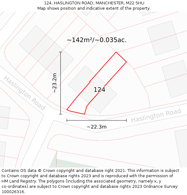 124, HASLINGTON ROAD, MANCHESTER, M22 5HU: Plot and title map