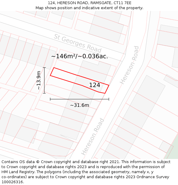 124, HERESON ROAD, RAMSGATE, CT11 7EE: Plot and title map