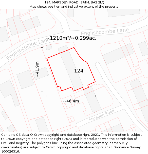 124, MARSDEN ROAD, BATH, BA2 2LQ: Plot and title map