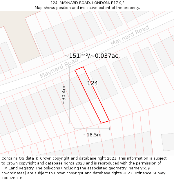 124, MAYNARD ROAD, LONDON, E17 9JF: Plot and title map