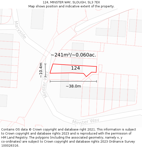 124, MINSTER WAY, SLOUGH, SL3 7EX: Plot and title map