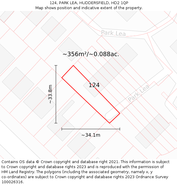 124, PARK LEA, HUDDERSFIELD, HD2 1QP: Plot and title map