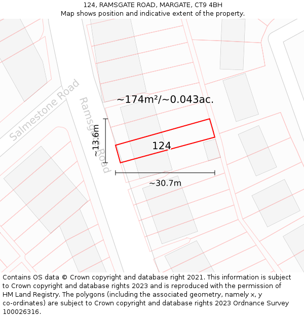 124, RAMSGATE ROAD, MARGATE, CT9 4BH: Plot and title map
