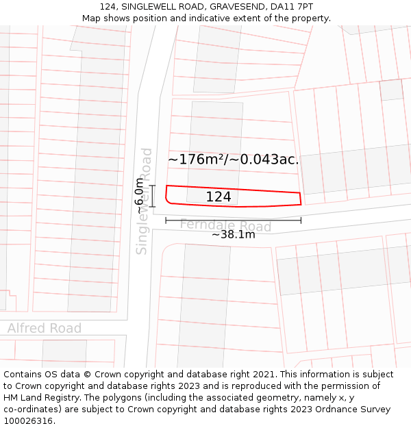 124, SINGLEWELL ROAD, GRAVESEND, DA11 7PT: Plot and title map
