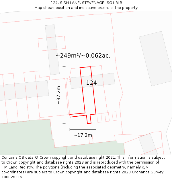 124, SISH LANE, STEVENAGE, SG1 3LR: Plot and title map