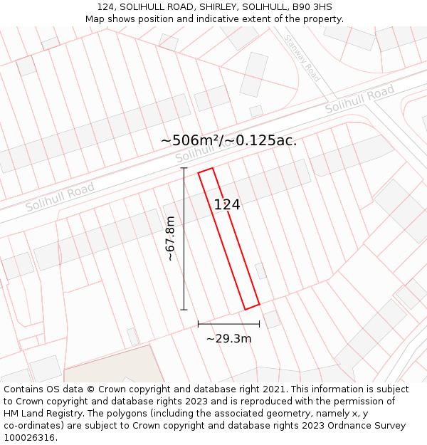 124, SOLIHULL ROAD, SHIRLEY, SOLIHULL, B90 3HS: Plot and title map