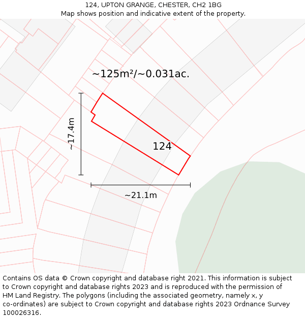 124, UPTON GRANGE, CHESTER, CH2 1BG: Plot and title map