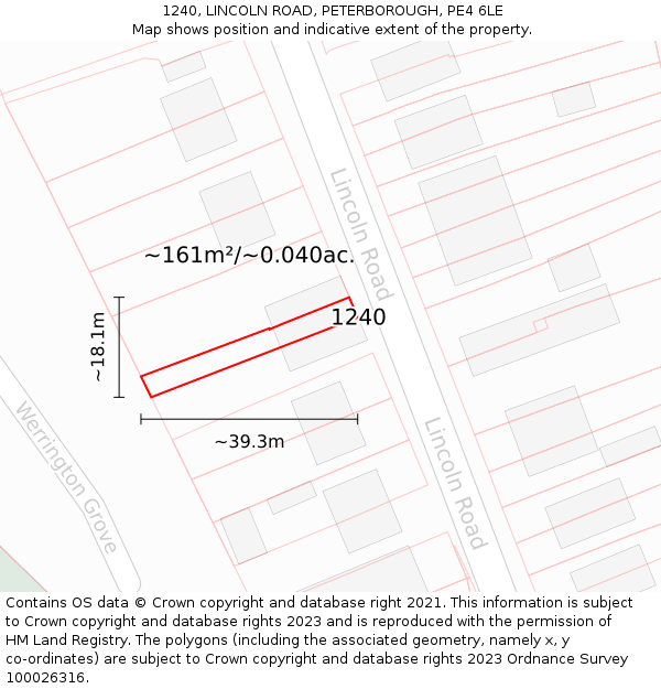 1240, LINCOLN ROAD, PETERBOROUGH, PE4 6LE: Plot and title map