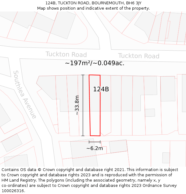 124B, TUCKTON ROAD, BOURNEMOUTH, BH6 3JY: Plot and title map