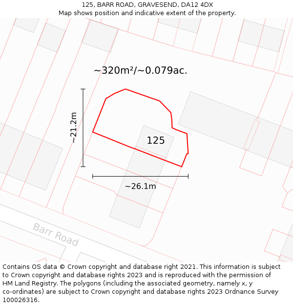 125, BARR ROAD, GRAVESEND, DA12 4DX: Plot and title map