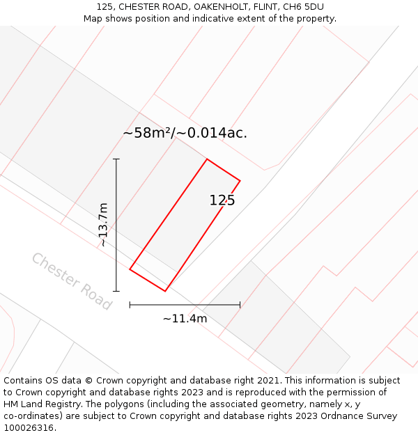 125, CHESTER ROAD, OAKENHOLT, FLINT, CH6 5DU: Plot and title map