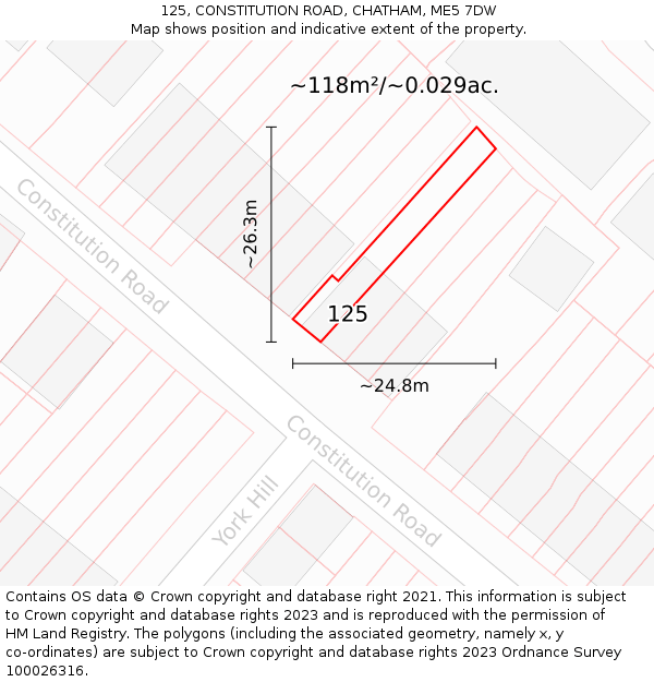 125, CONSTITUTION ROAD, CHATHAM, ME5 7DW: Plot and title map