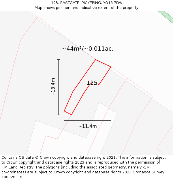 125, EASTGATE, PICKERING, YO18 7DW: Plot and title map