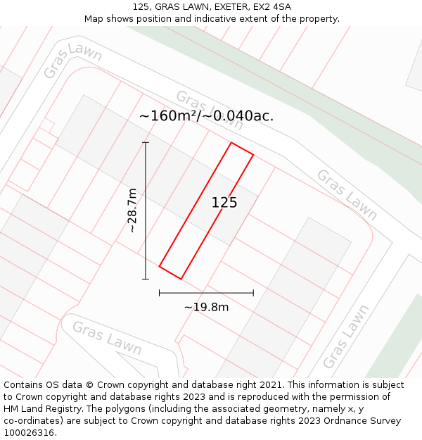 125, GRAS LAWN, EXETER, EX2 4SA: Plot and title map