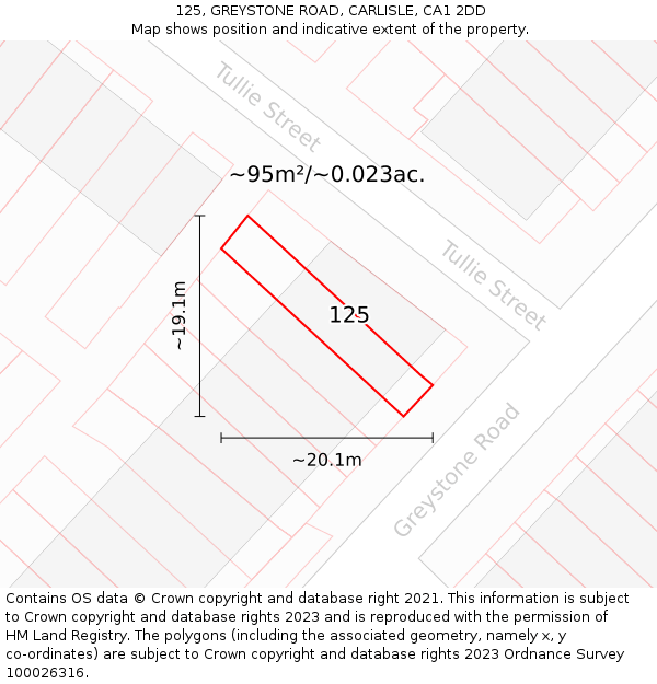 125, GREYSTONE ROAD, CARLISLE, CA1 2DD: Plot and title map